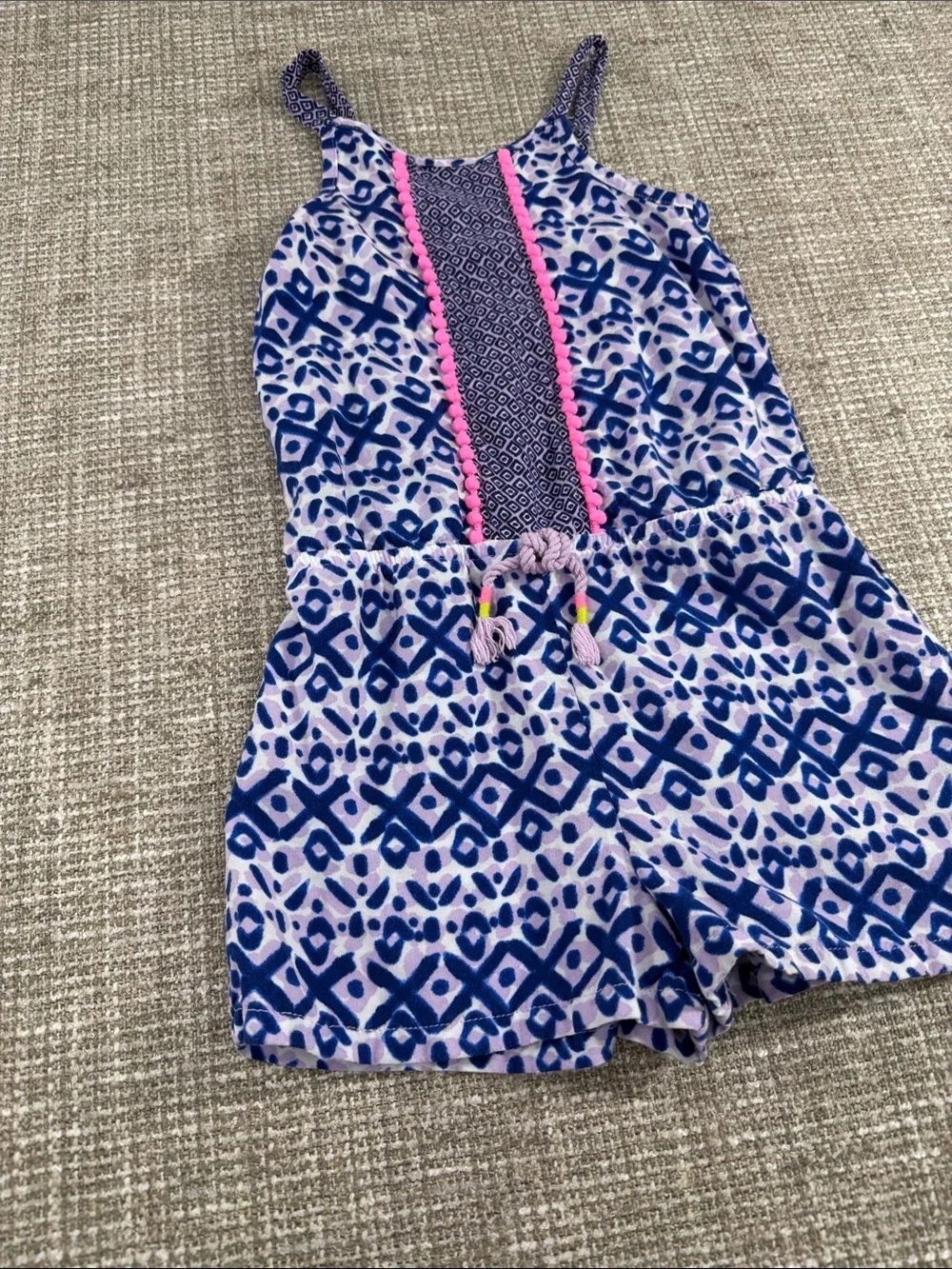Cherokee Blue and Pink Patterned Girls' Romper